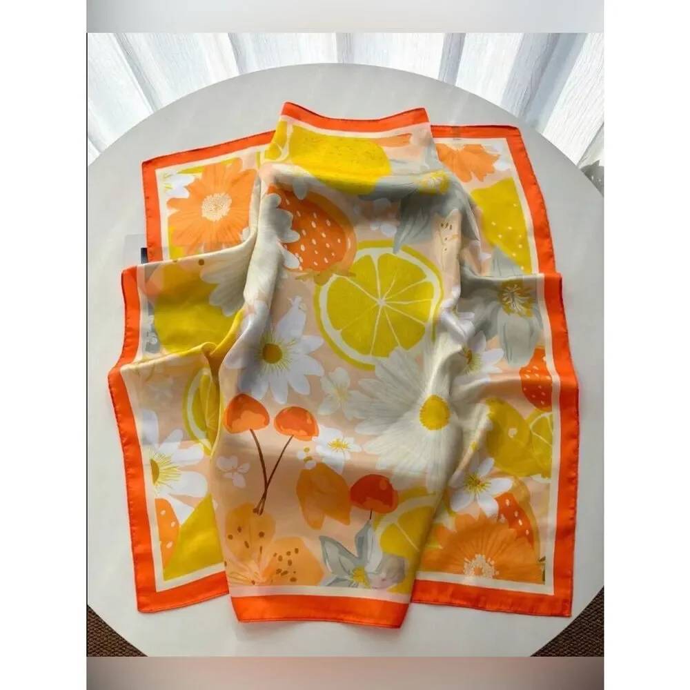 Orange yellow citrus print Scarf M797